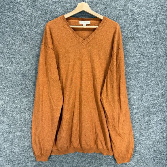 Pronto Uomo Sweater Pullover Men 2XLT Tall Brown Knit Long Sleeve Cashmere - Picture 1 of 6